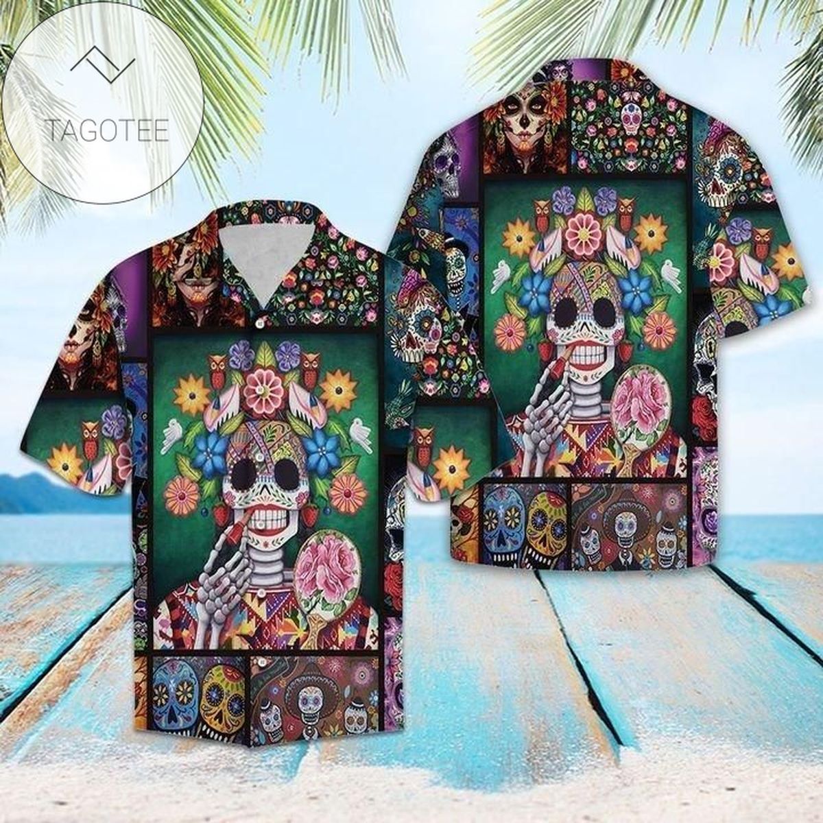 Discover Cool Skull Rose Pattern 3d All Over Authentic Hawaiian Shirt 2022