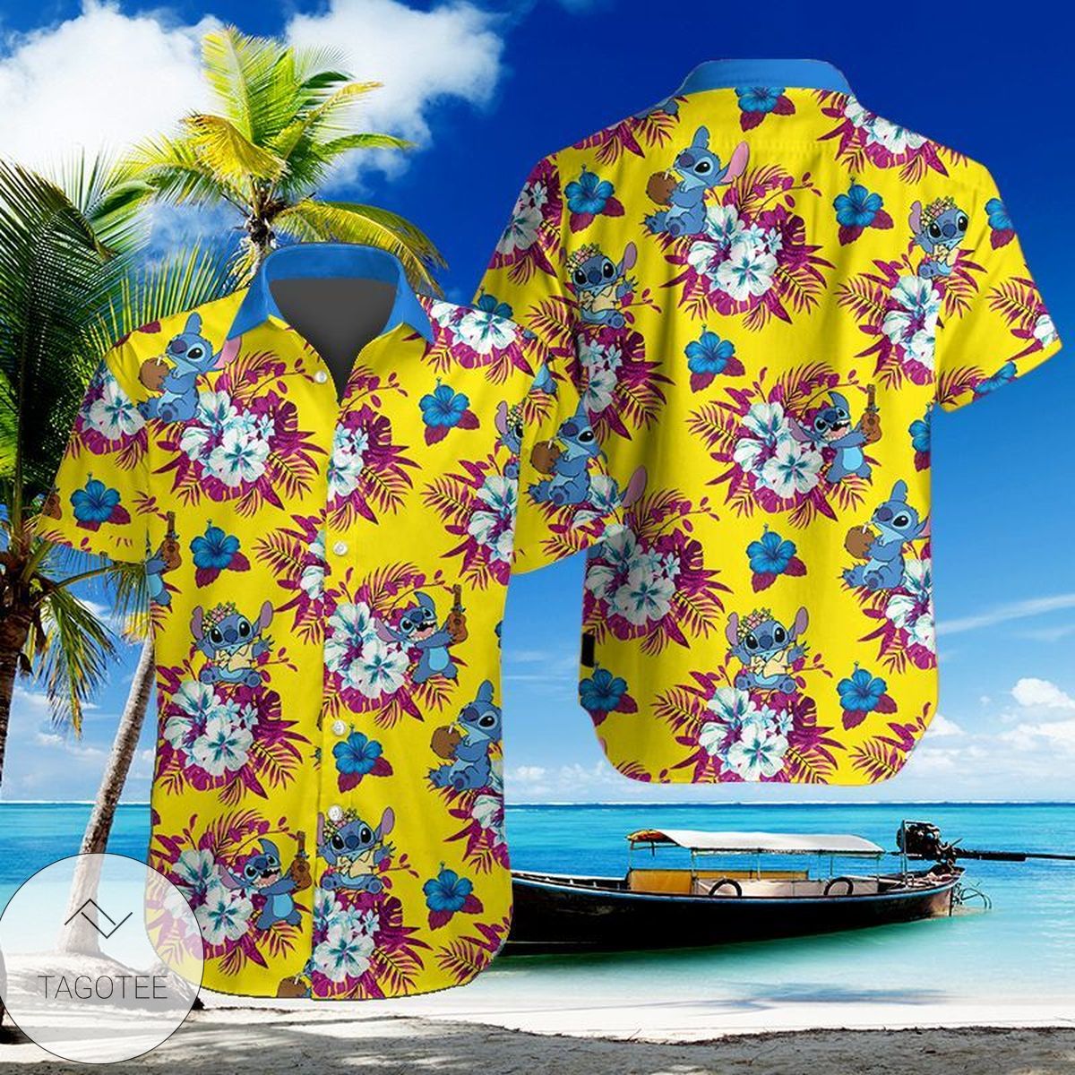 Disney Mickey And Minnie Print Short Sleeve Hawaiian Casual Shirt