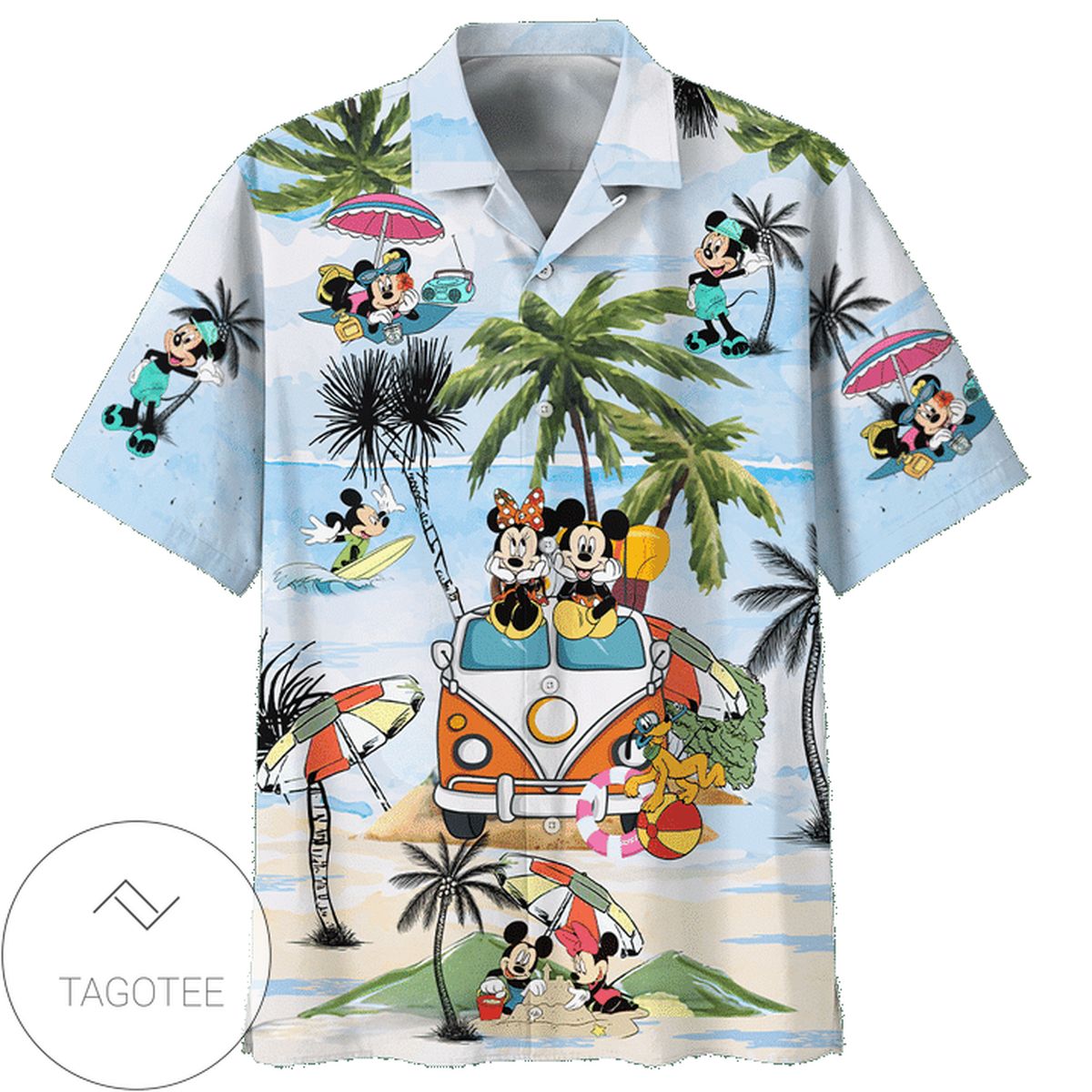 Disney Mickey Mouse Graphic Print Short Sleeve Hawaiian Shirt