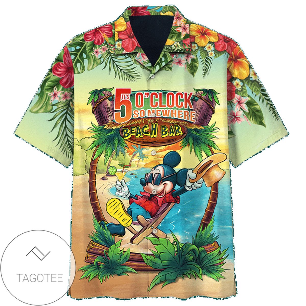 Disney Mickey Mouse III Graphic Print Short Sleeve Hawaiian Shirt