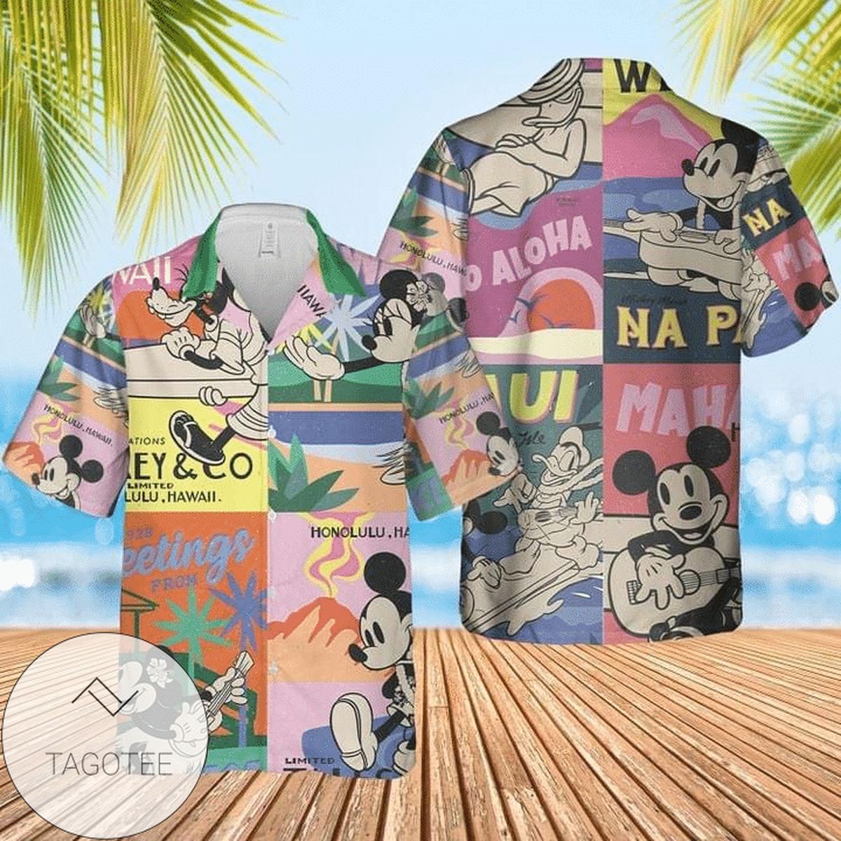 Disney Pinocchio Hawaiian Graphic Print Short Sleeve Hawaiian Casual Shirt