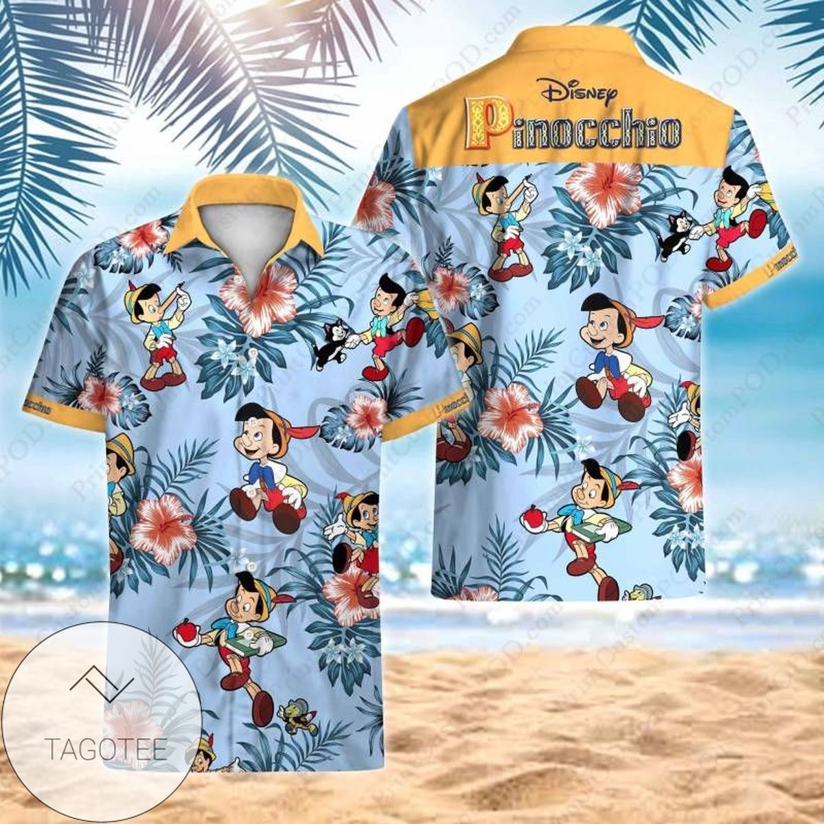 Disney Mickey Mouse Tropical 2 Print Short Sleeve Hawaiian Casual Shirt