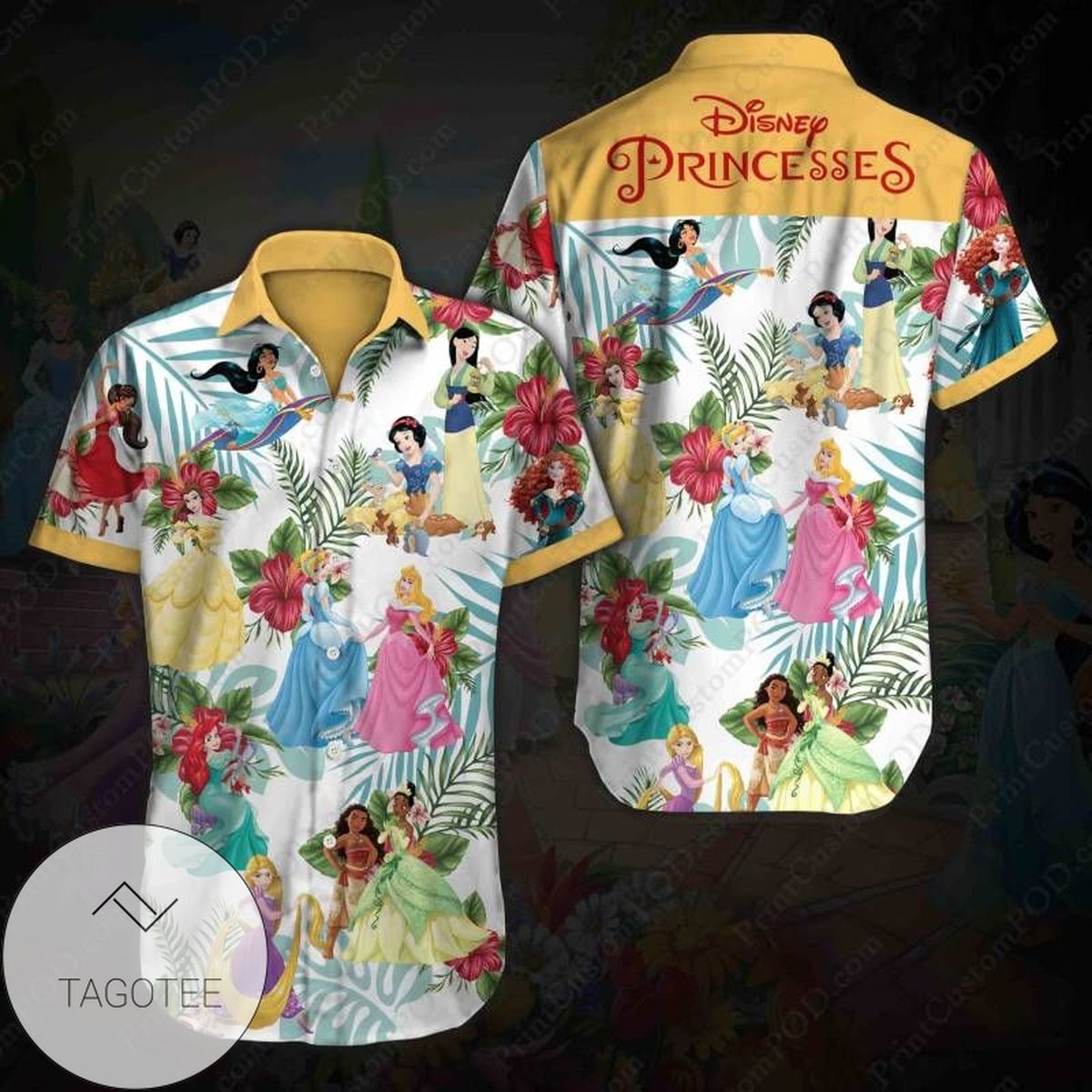 Disney Summer Mickey Mouse Surfboard Hawaiian Graphic Print Short Sleeve Hawaiian Casual Shirt