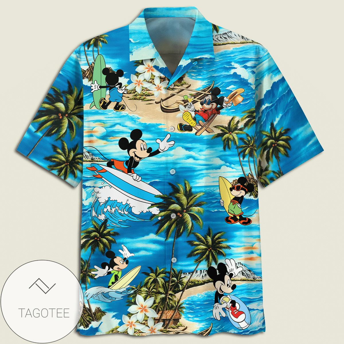 Disney Pinocchio Hawaiian Graphic Print Short Sleeve Hawaiian Casual Shirt