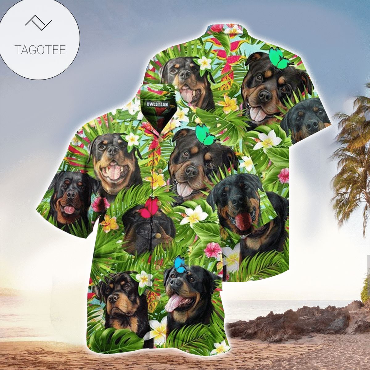 Dog Bulldog Embroidery Edition Hawaiian Shirt