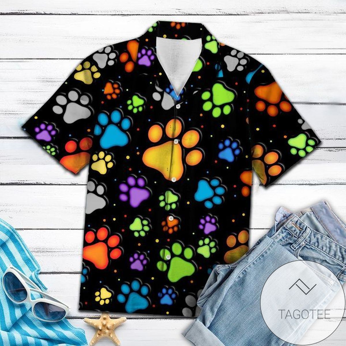 Dog Lover Print Short Sleeve Hawaiian Casual Shirt