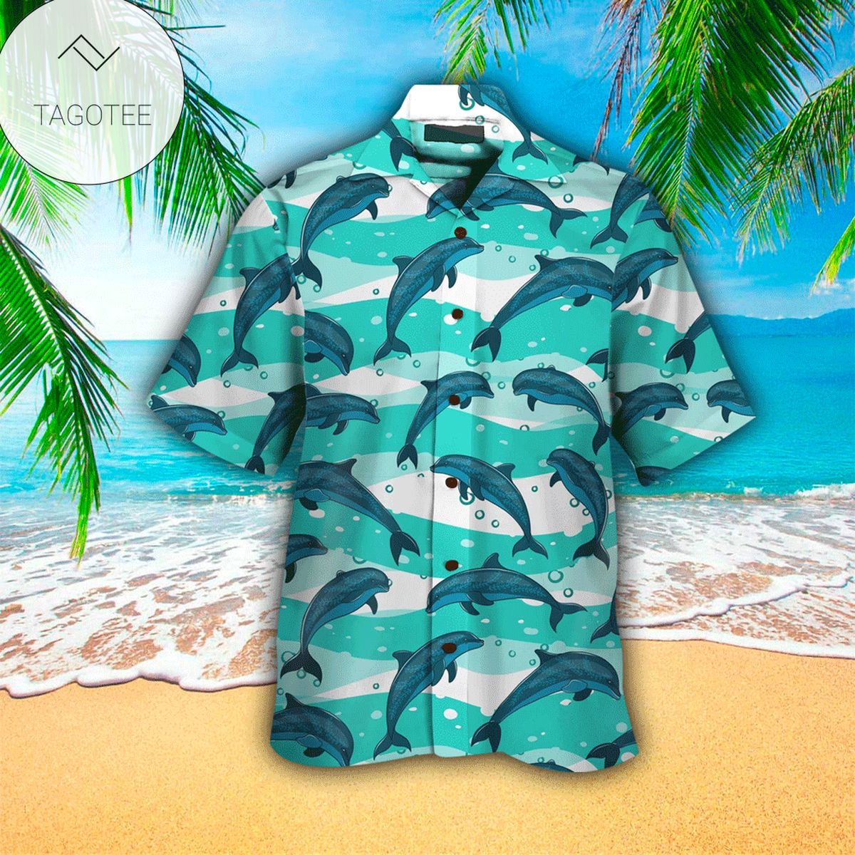 Dolphin Mens Hawaiian Shirt Dolphin Button Up Shirt