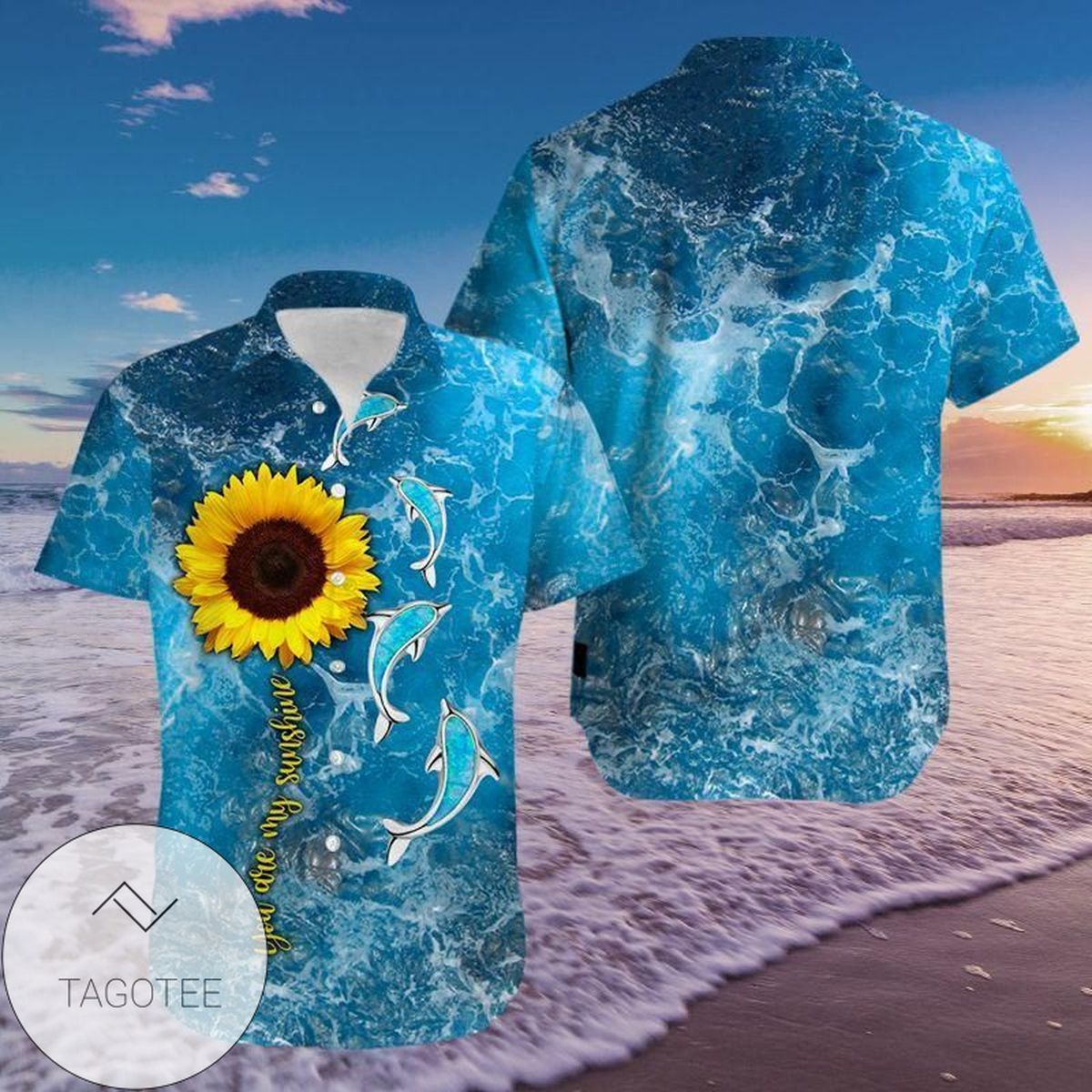 Dolphin Waves 3d Hawaiian Shirt For Men With Vibrant Colors And Textures