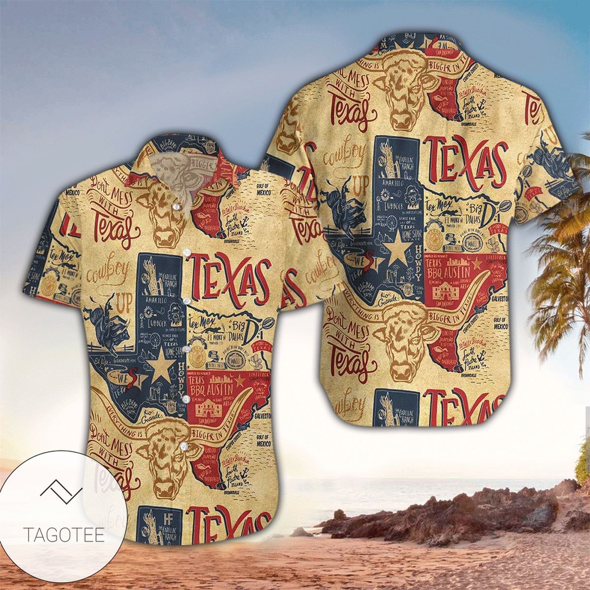 Don’t Mess With Texas All Over Print Summer Short Sleeve Hawaiian Beach Shirt