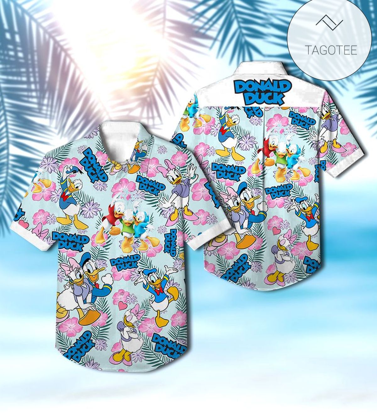 Donald Duck Floral All Over Print 3D Unisex Hawaiian Shirt And Beach Short – Blue