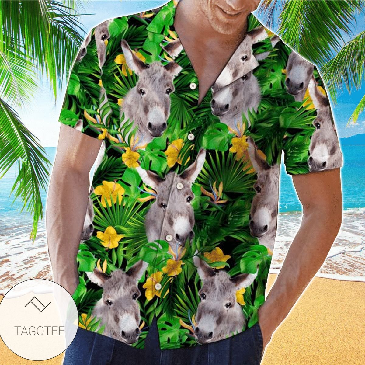 Donkey Kong Print Short Sleeve Hawaiian Casual Shirt