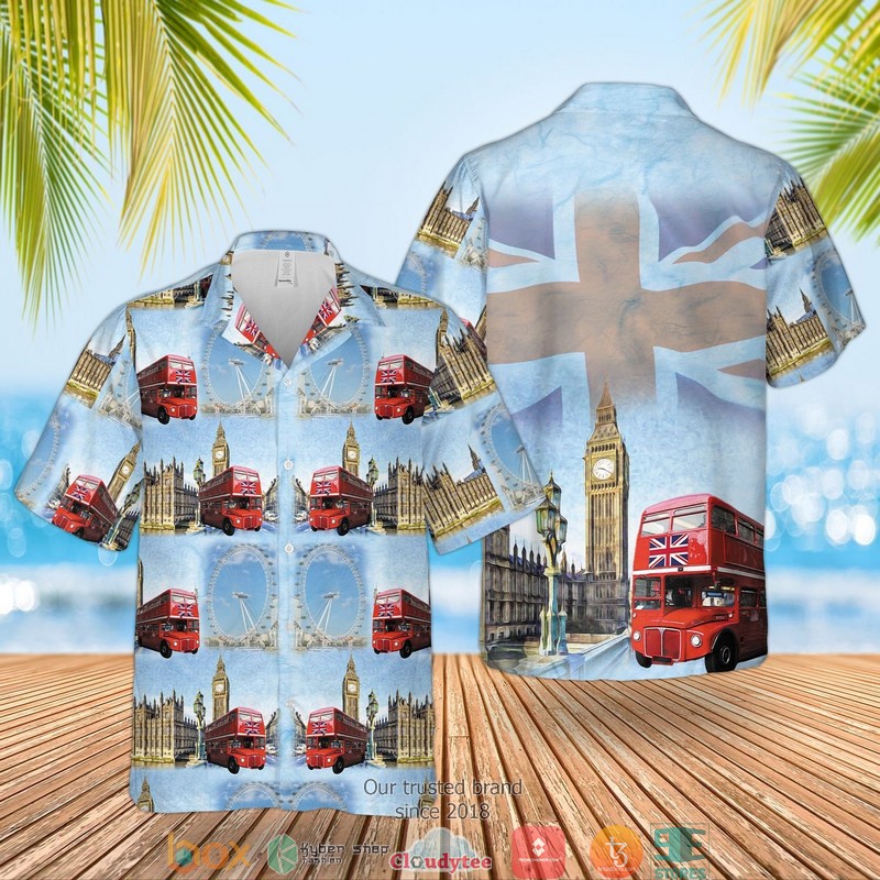 Double-Decker Bus Megabus Short Sleeve Hawaiian Shirt