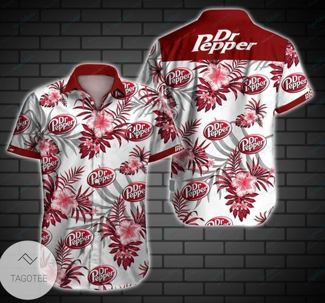 Dr Pepper All Over Print 3D Hawaiian Shirt – Red