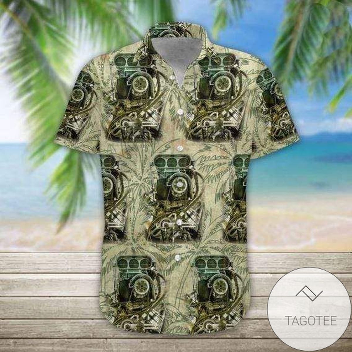 Dragin And Horse Print Short Sleeve Hawaiian Casual Shirt