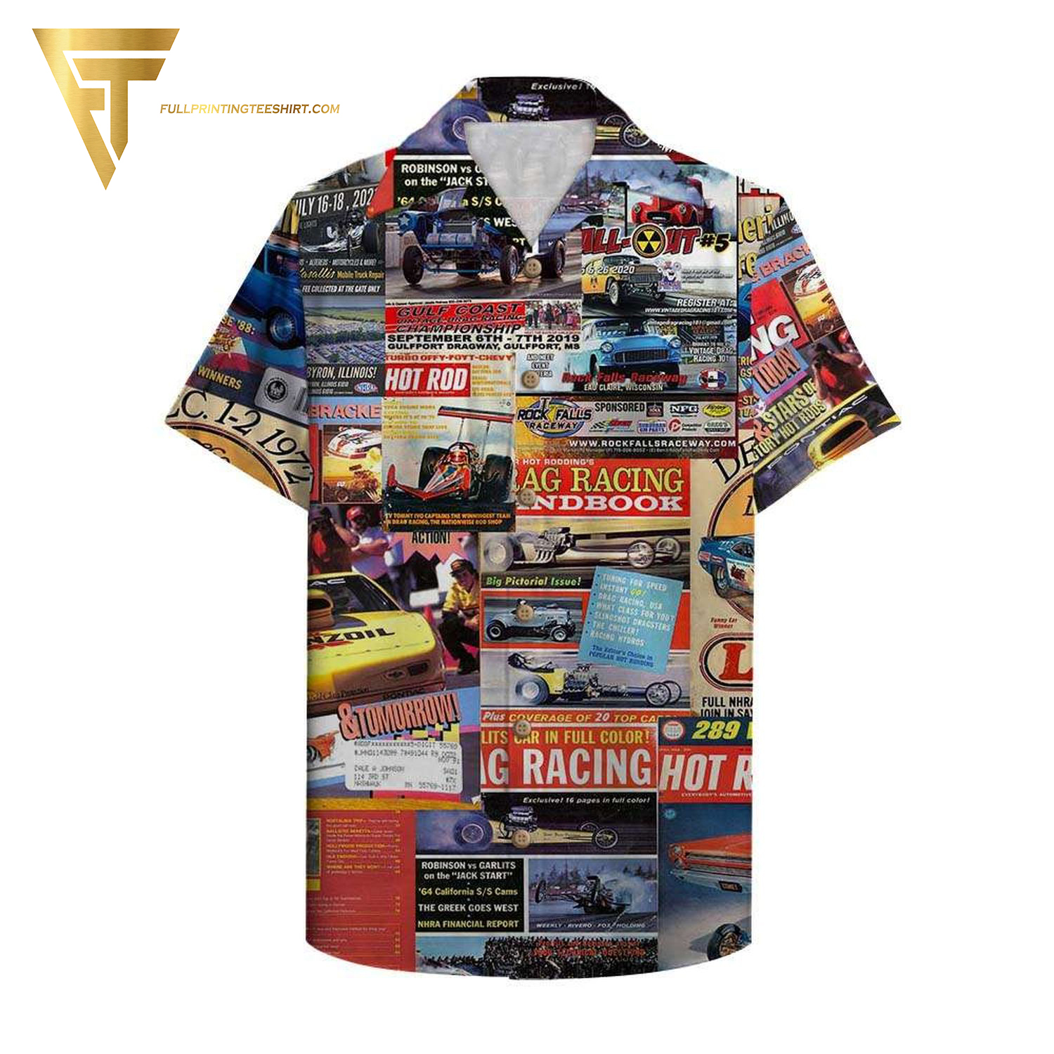 Drag Car Racing Pattern Full Printing Hawaiian Shirt