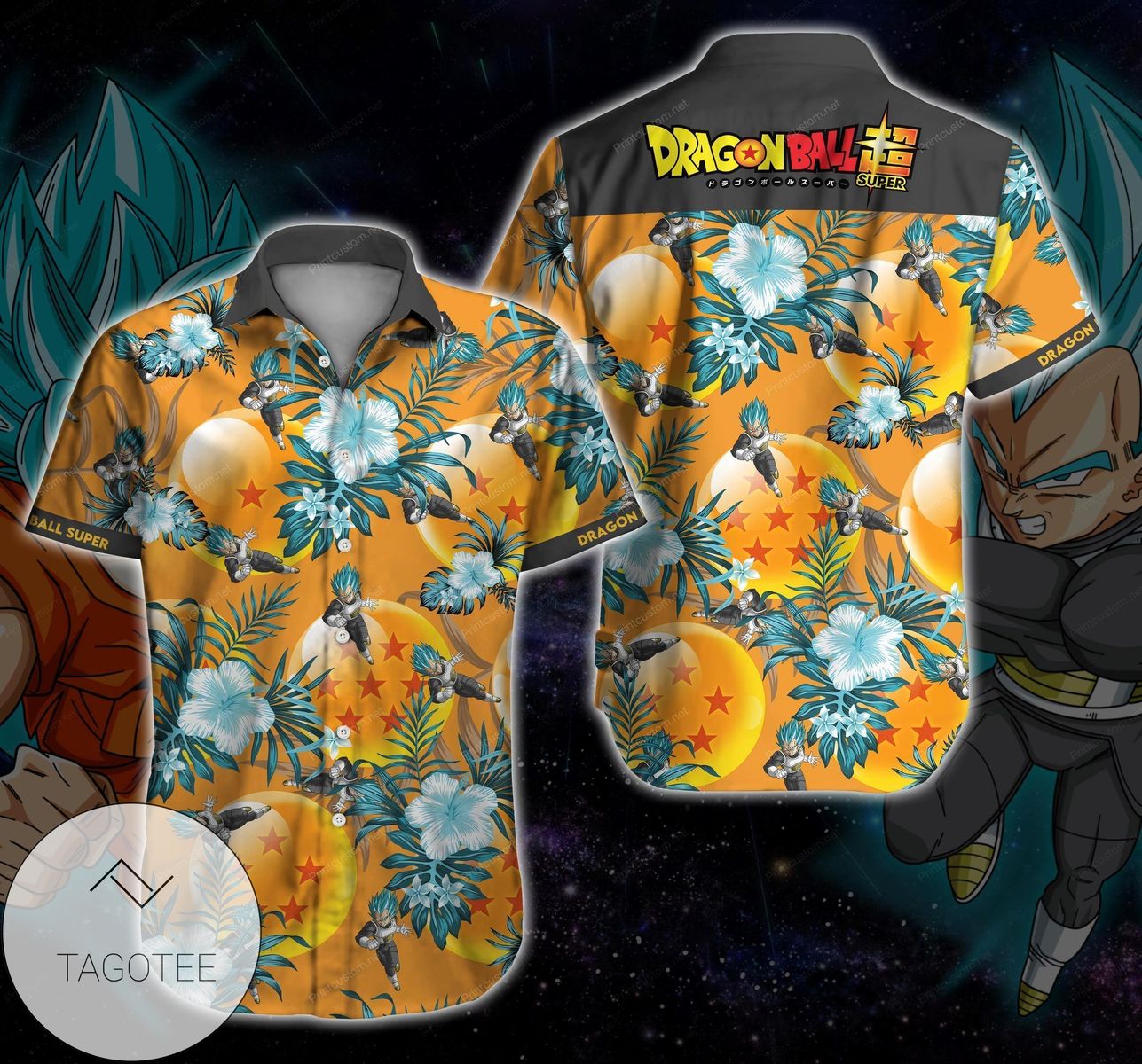 Dragon Ball Goku Hawaiian Graphic Print Short Sleeve Hawaiian Casual Shirt