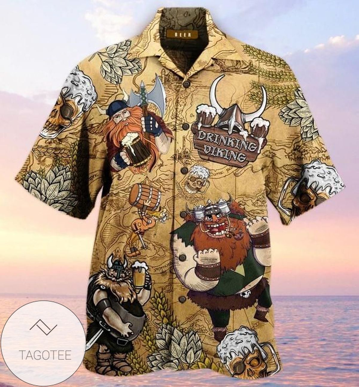 Dragon Map Print Polyester Hawaiian Shirt