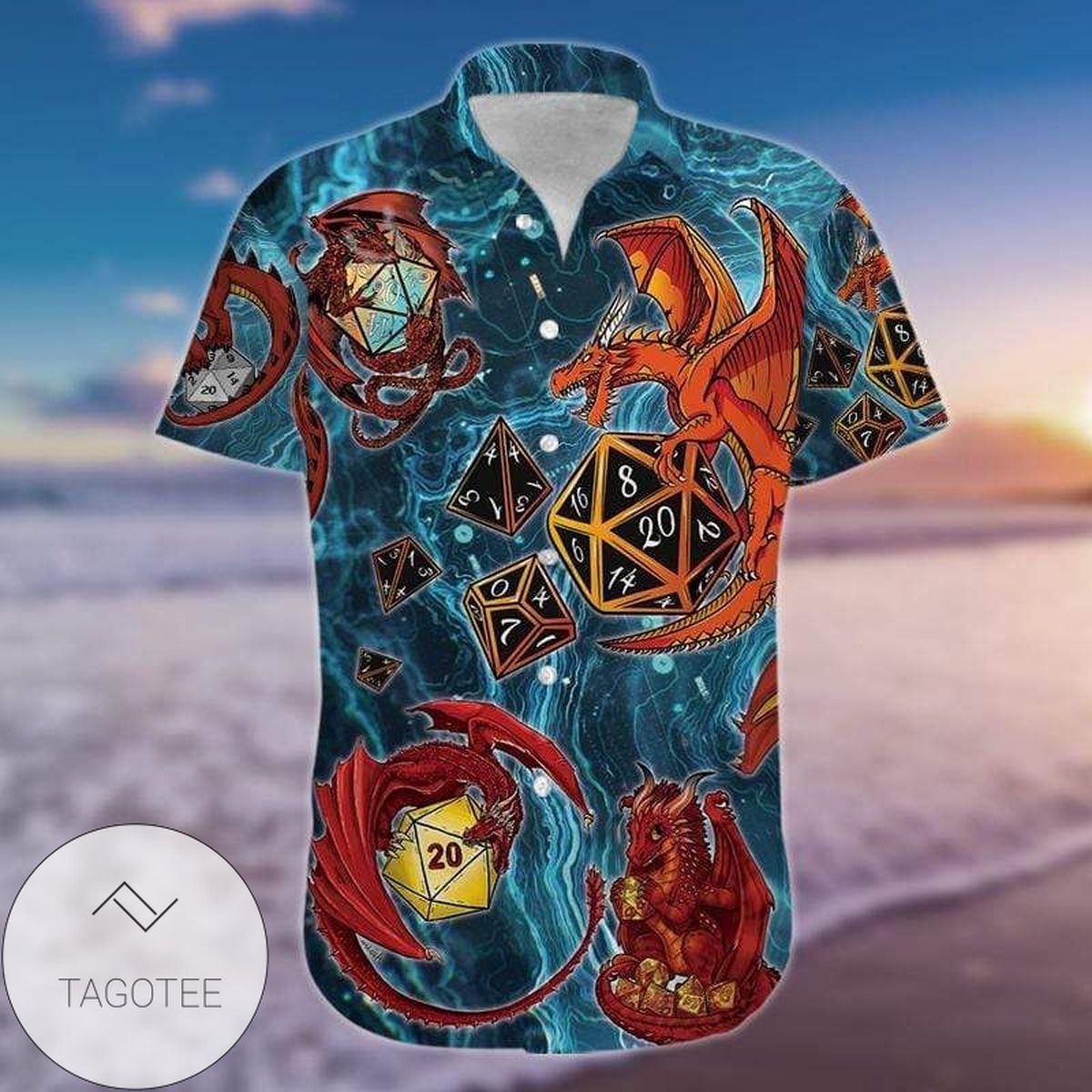 Dragon legend Print Short Sleeve Hawaiian Casual Shirt