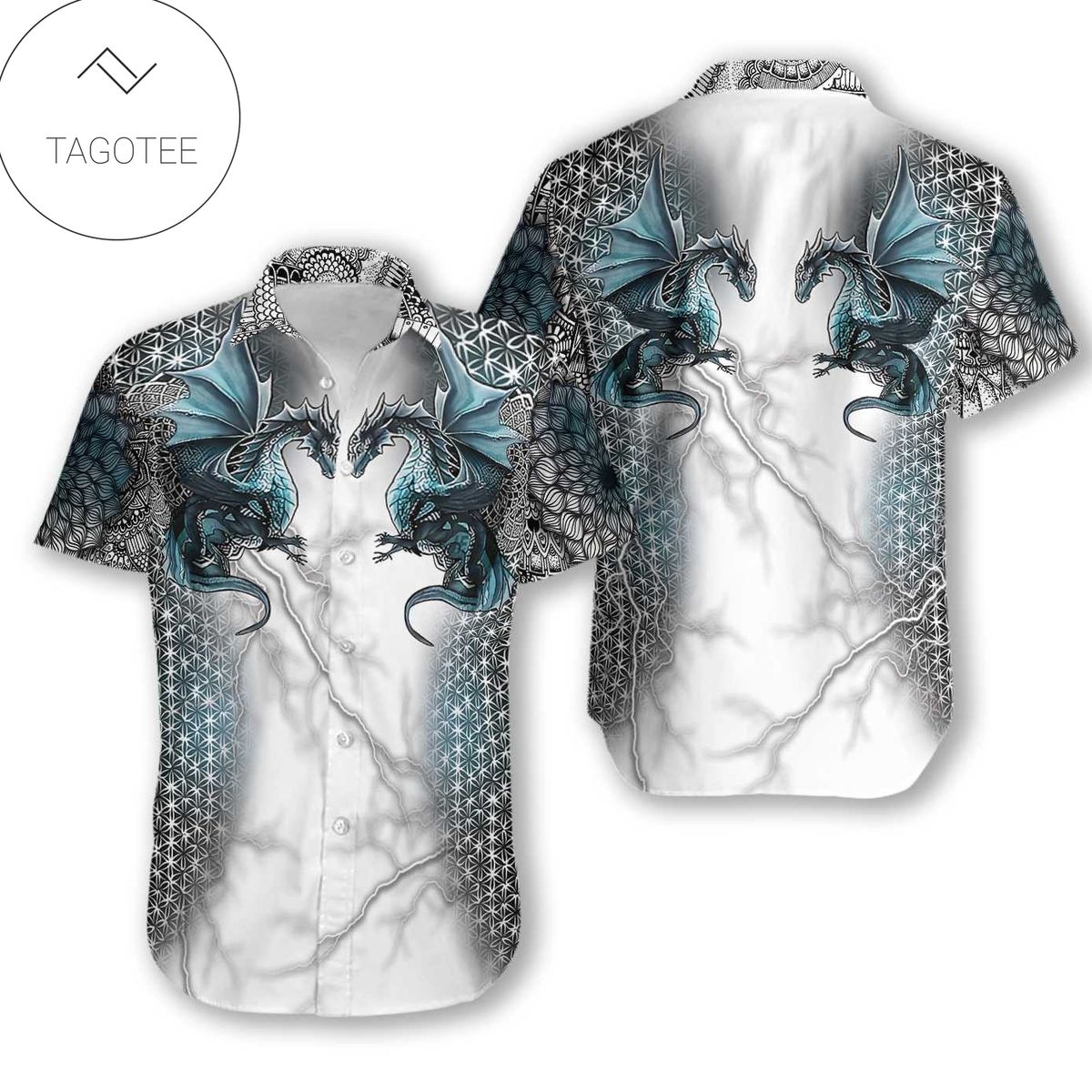 Dragon Snappy Blue Custom Hawaiian Unisex Shirts