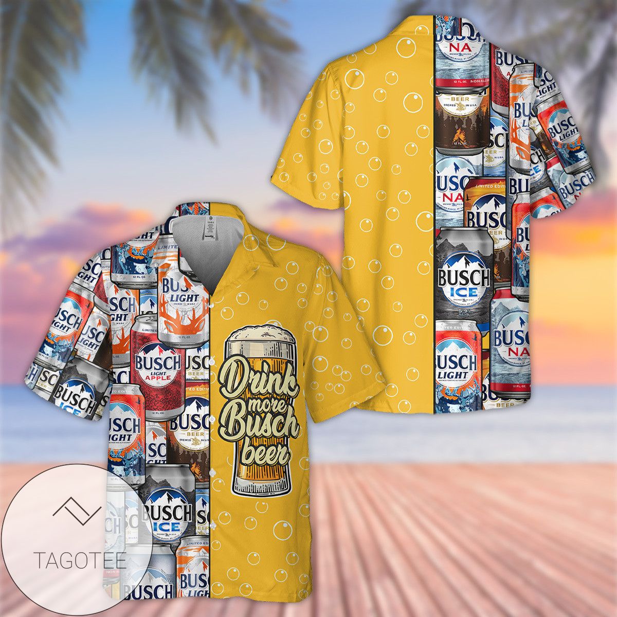 Drink More Miller High Life Beer All Over Print 3D Hawaiian Shirt – Yellow