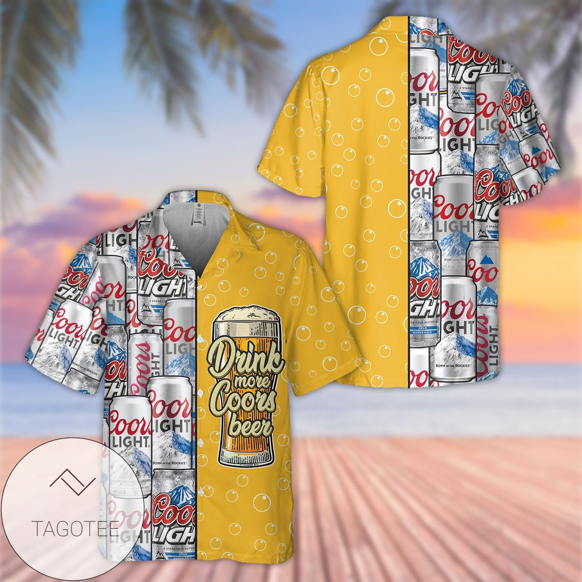 Drink More Budweiser Beer All Over Print 3D Hawaiian Shirt – Yellow