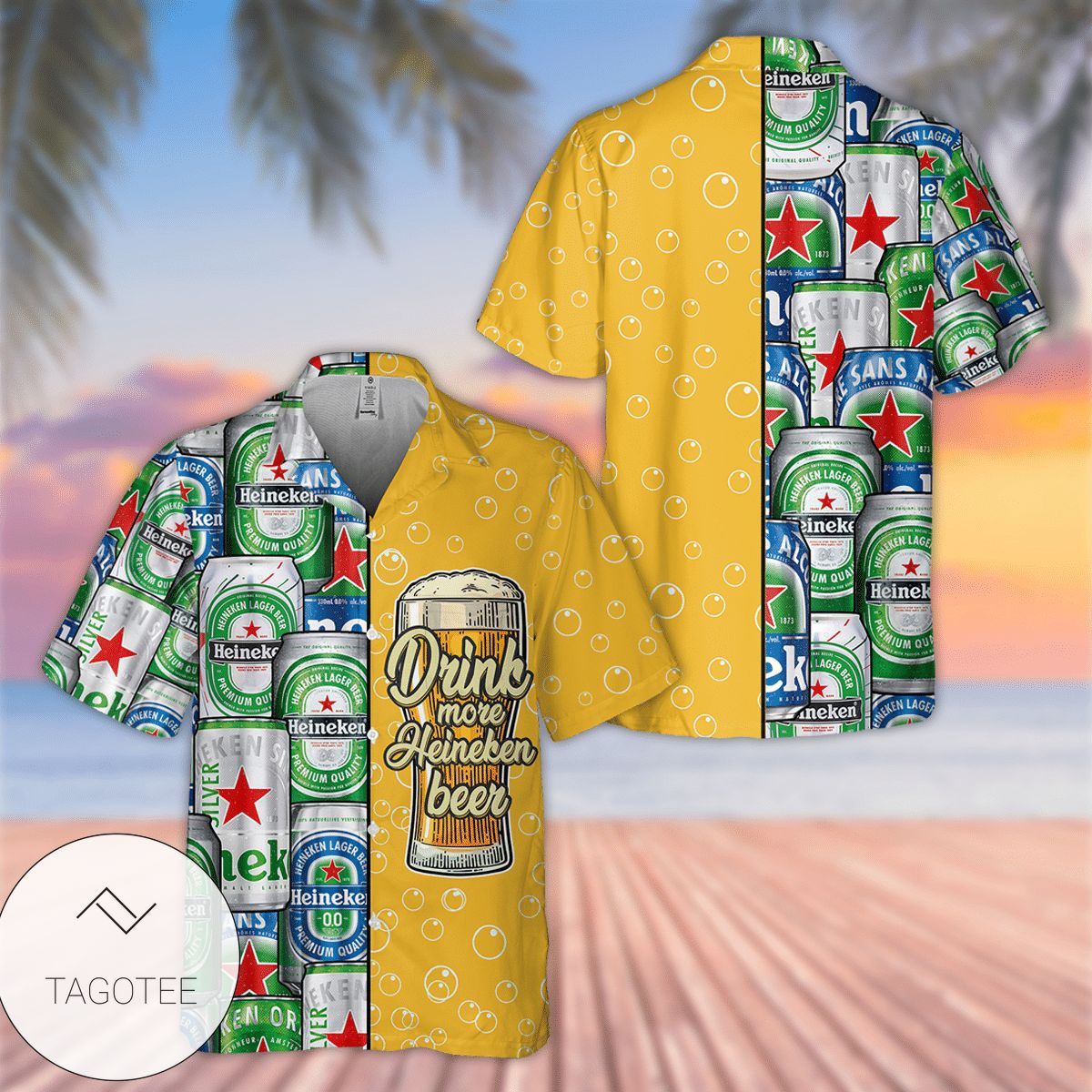 Drink More Heineken Beer All Over Print 3D Hawaiian Shirt