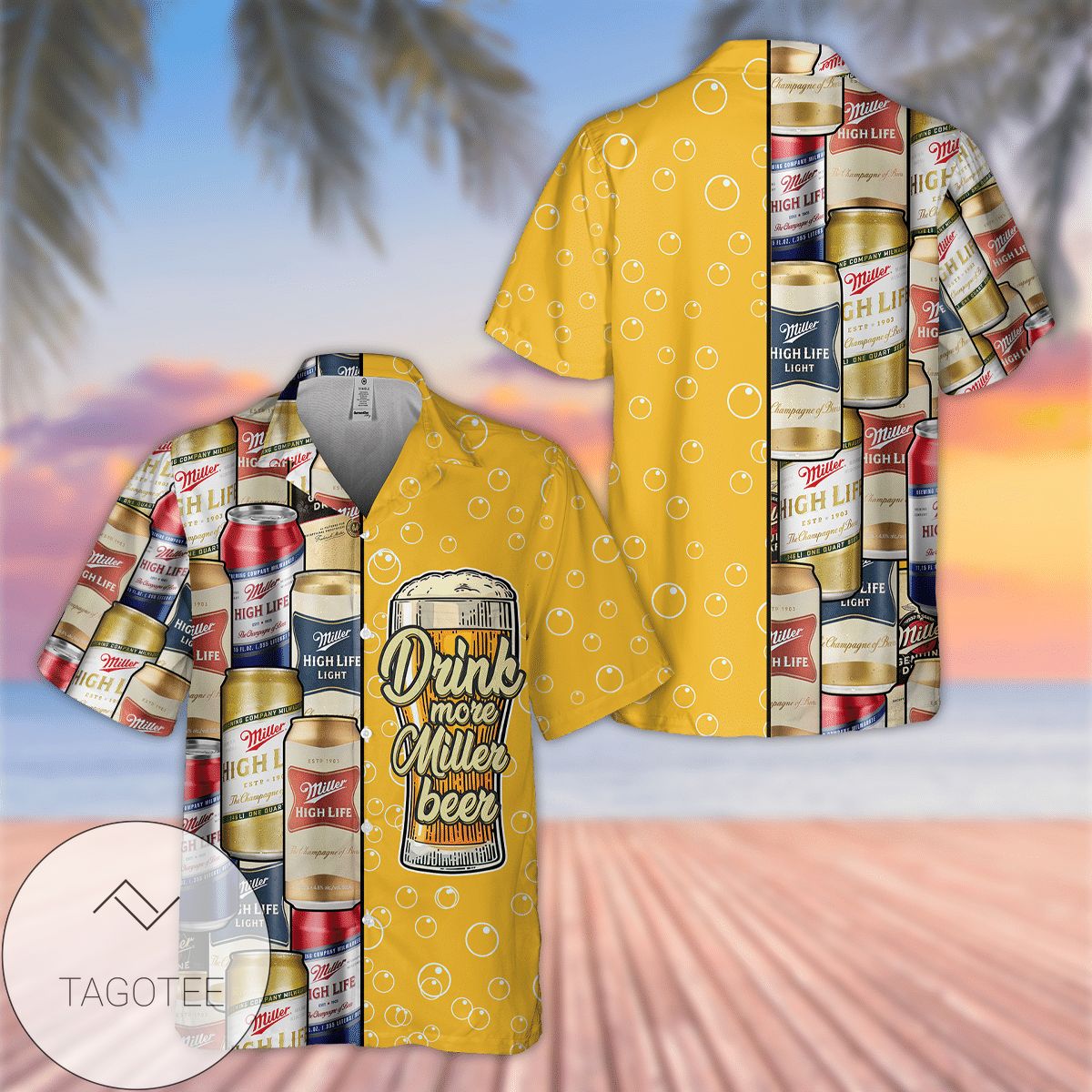 Drink More Busch Beer All Over Print 3D Hawaiian Shirt – Yellow