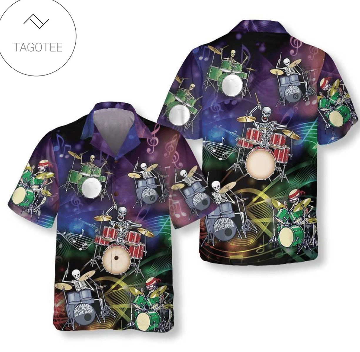 Drumer Print Short Sleeve Hawaiian Casual Shirt