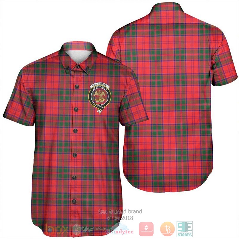 Drummond Clan Tartan Crest Hawaiian Shirt