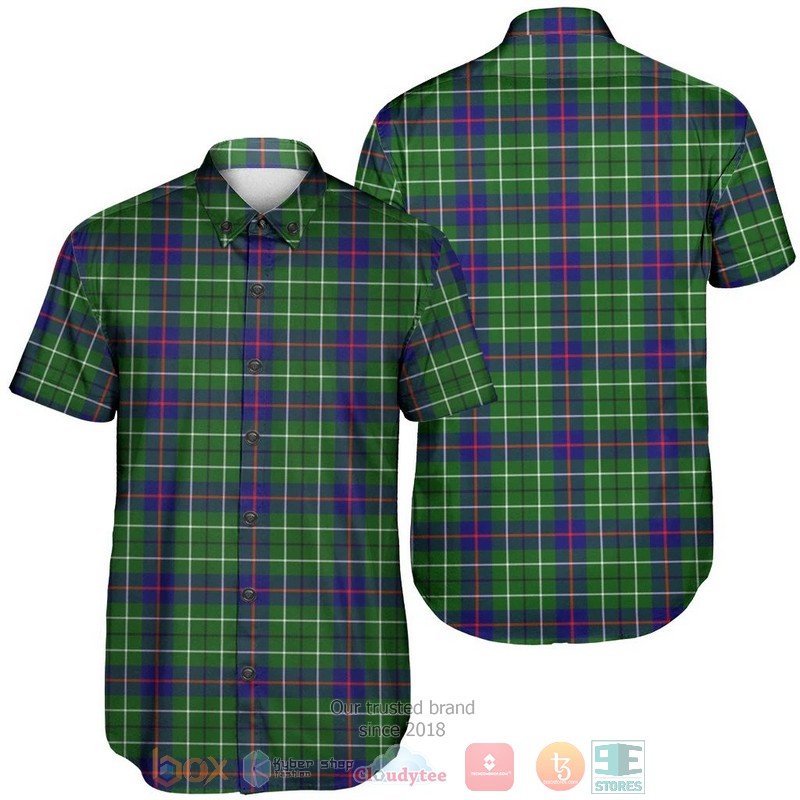 Dundas Modern Tartan green checked pattern Hawaiian Shirt