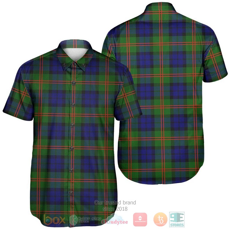 Dundas Modern Tartan Crest Hawaiian Shirt