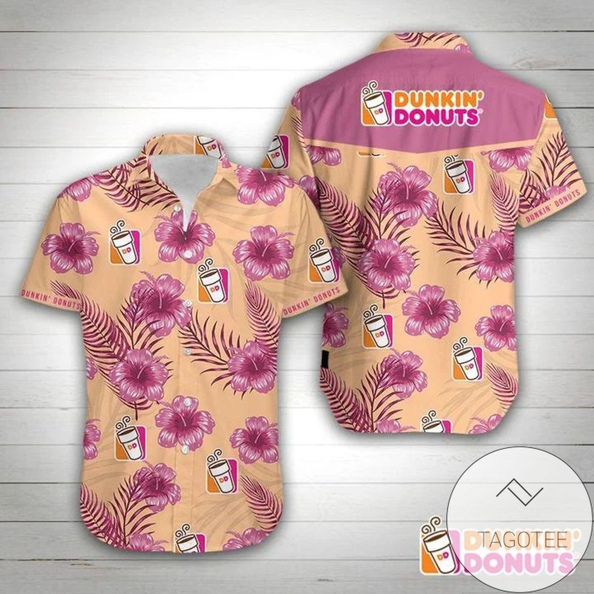 Dunkin Donuts Coffee All Over Print 3D Hawaiian Shirt – White