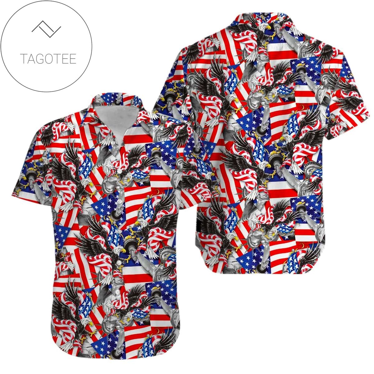 Eagle American And Star Honnor Unisex 2022 Authentic Hawaiian Aloha Shirts