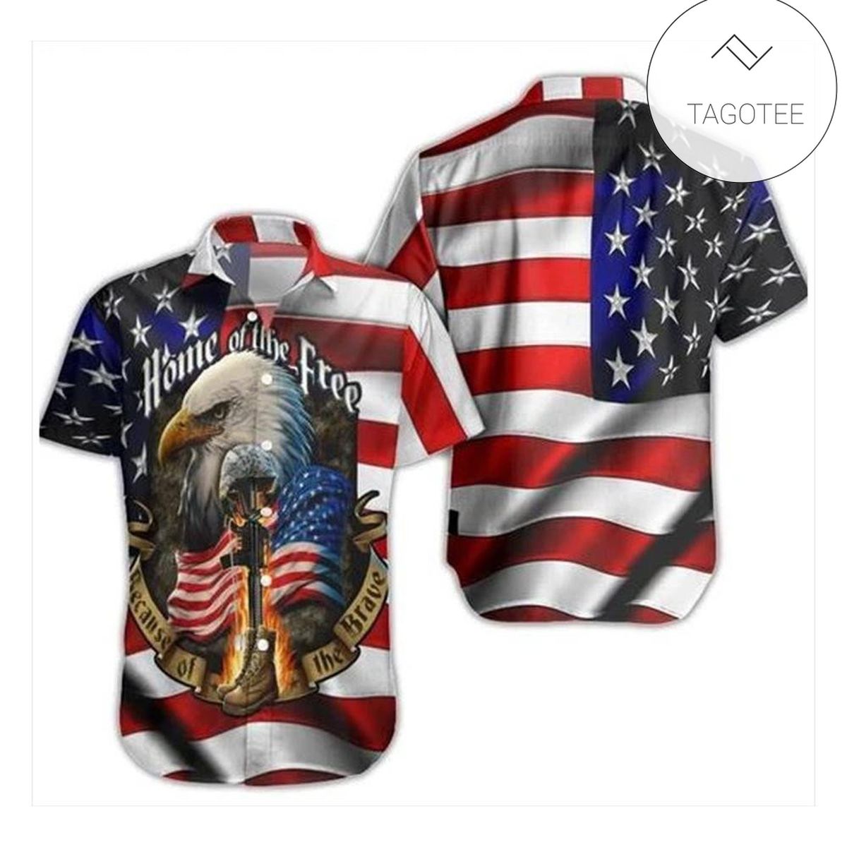 Eagle american flag we don’t know them all but we owe them all Print Short Sleeve Hawaiian Casual Shirt