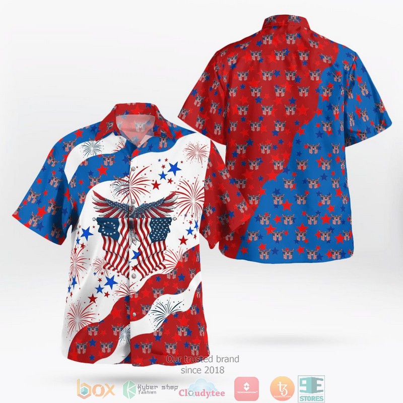 Eagle American flag 4th Of July One Nation Under God Hawaiian Shirt