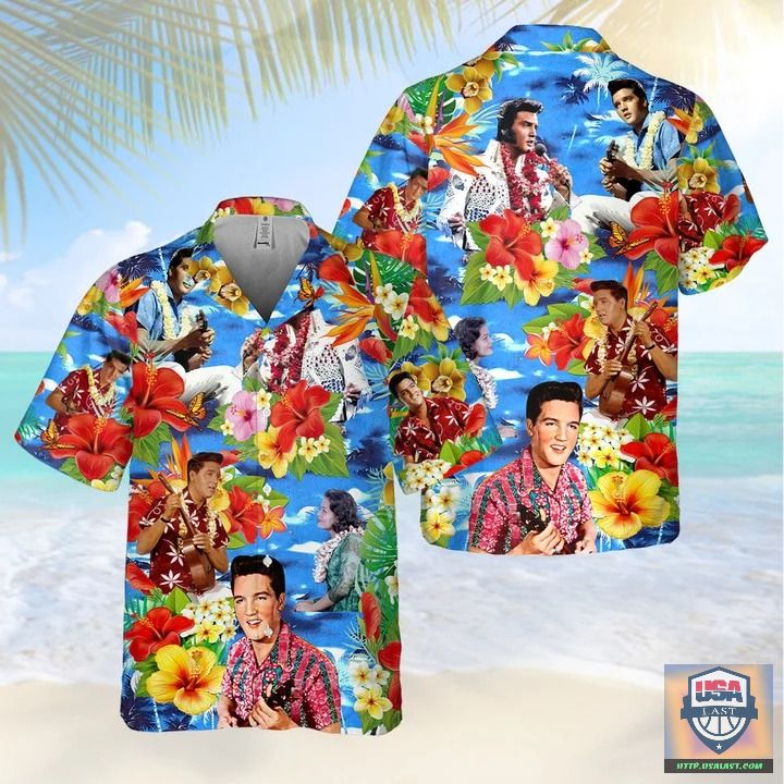 Elvis Presley Black Pattern Hawaiian Shirt