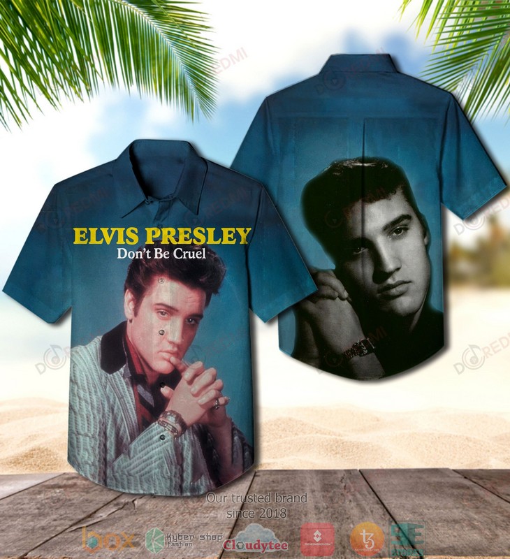 Elvis Presley Blue Christmas Hawaiian Shirt