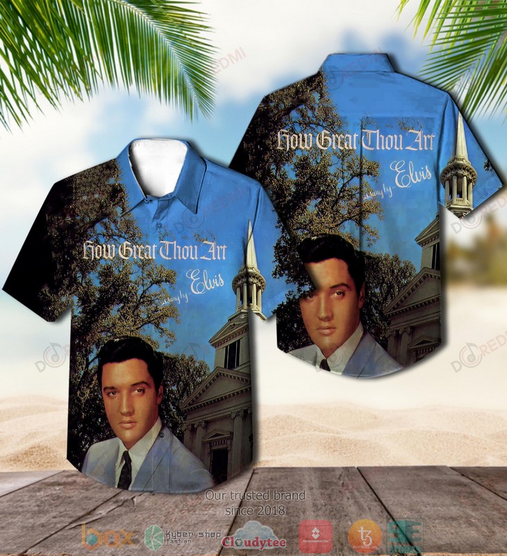 Elvis Presley Guitar Black Short Sleeve Hawaiian Shirt