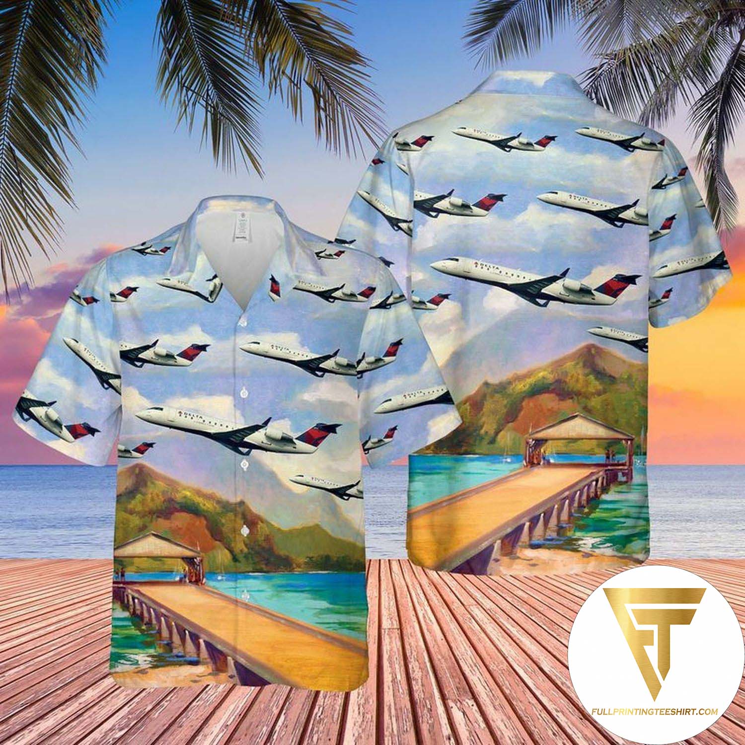 Endeavor Air CRJ-900 Hawaiian Shirt And Beach Shorts