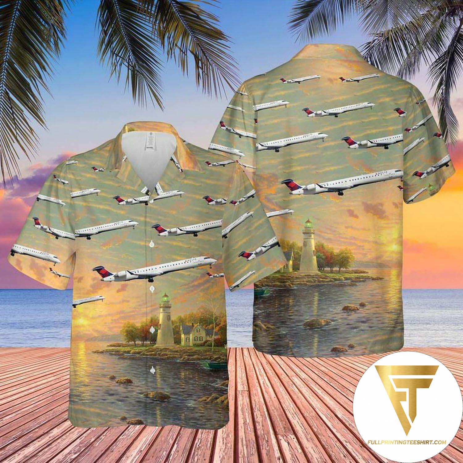 Endeavor Air Bombardier CRJ-200ER Hawaiian Shirt And Beach Shorts