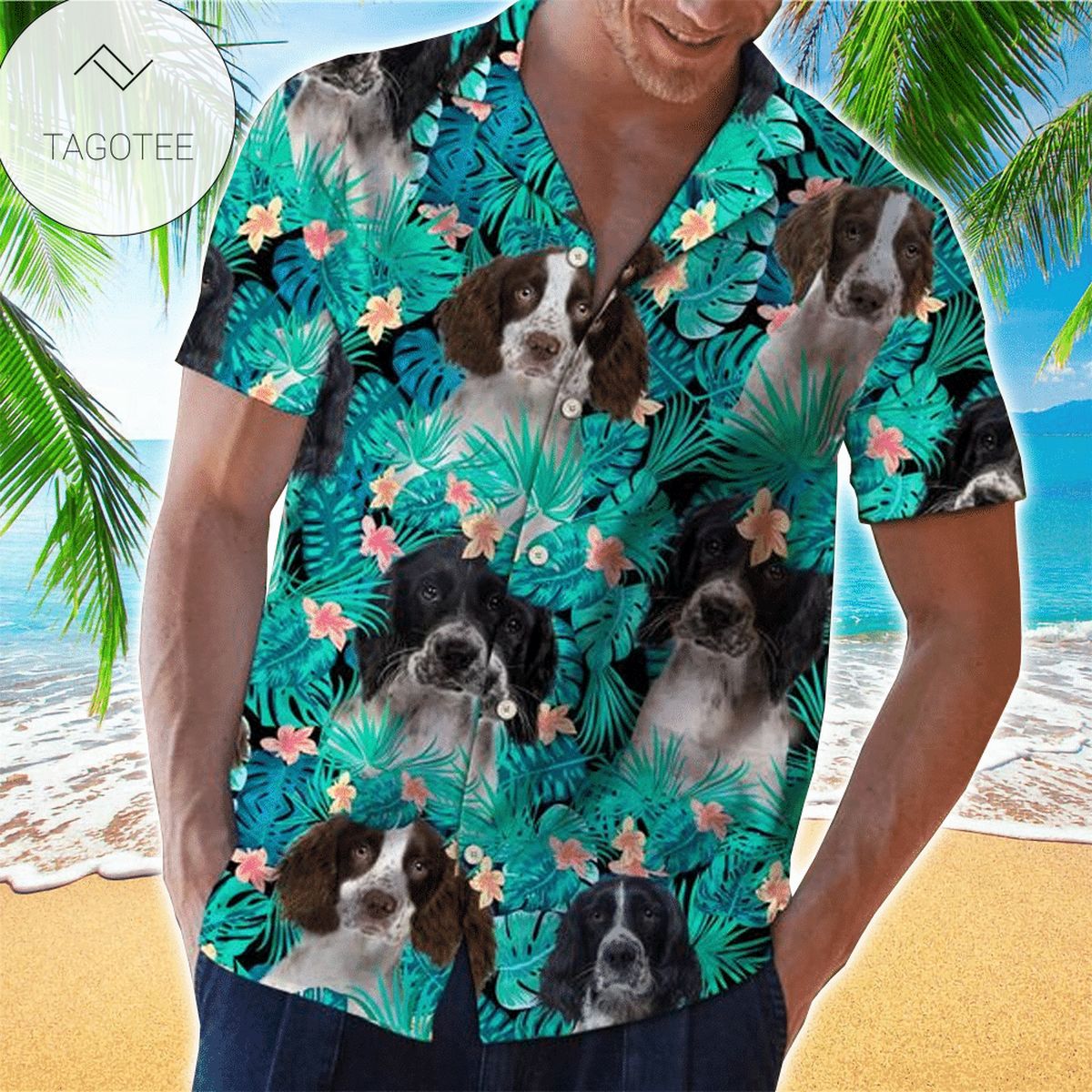 English Springer Spaniel Summer Beach Hawaiian Shirt