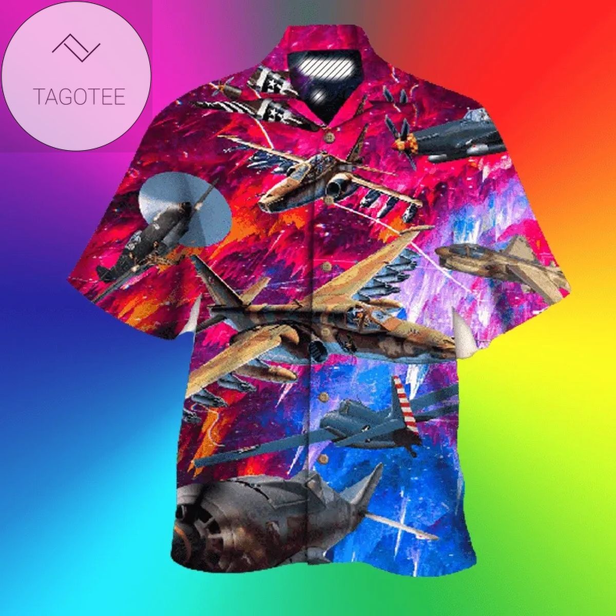 Explore Sky With Aircraft Navy Color Hawaiian Shirts #va