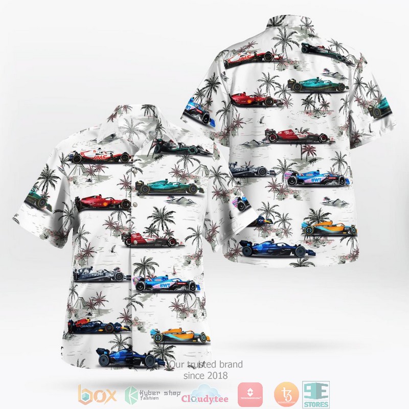 F1 Car Racing Pattern Hawaiian Shirt