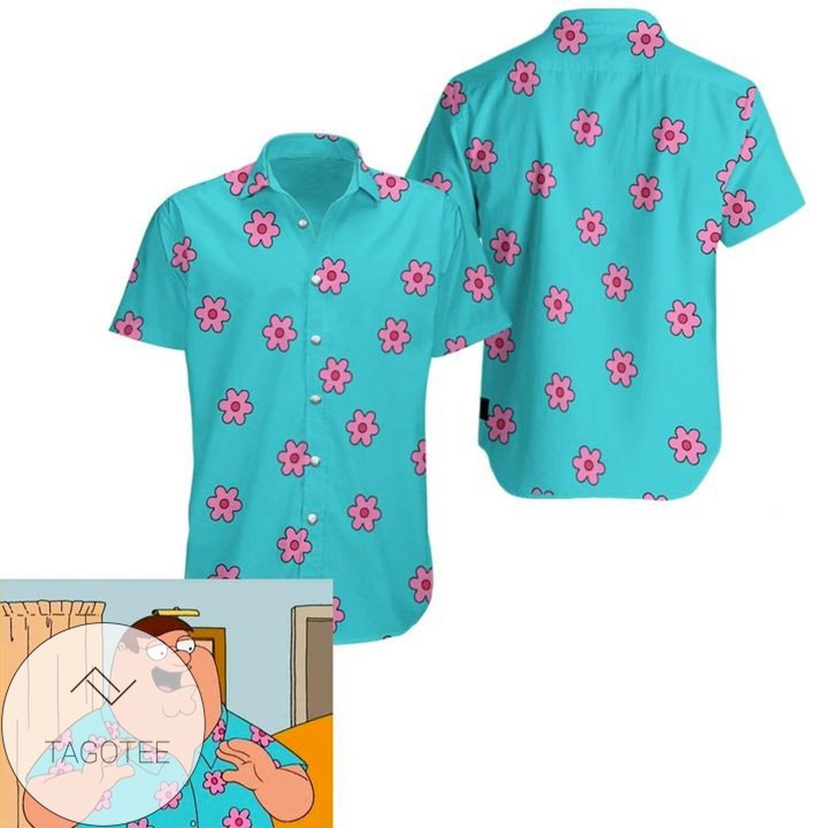 Family Guy Hawaiian Graphic Print Short Sleeve Hawaiian Casual Shirt