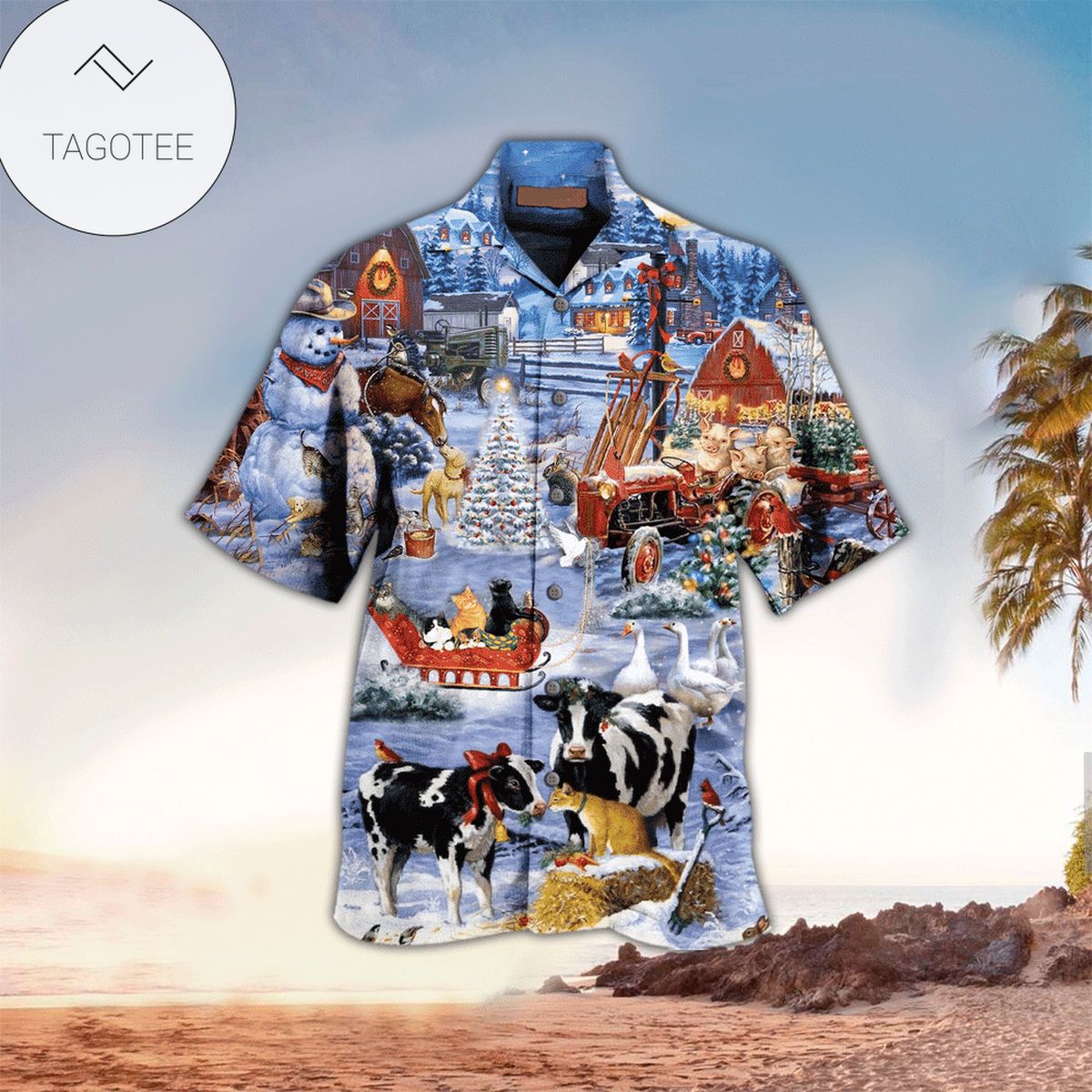 Farm Country All Over Print 3DSummer Short Sleeve Hawaiian Beach Shirt