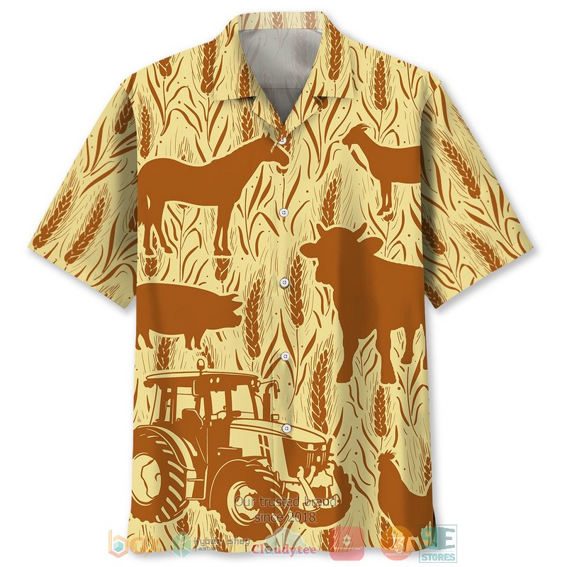 Farmer Donkey with donkey and farm pattern Hawaiian Shirt