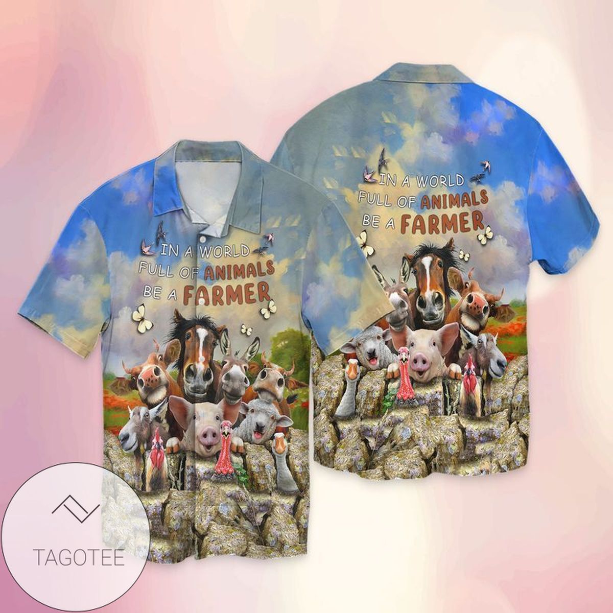 Farmer For Men And Women Graphic Print Short Sleeve Hawaiian Casual Shirt