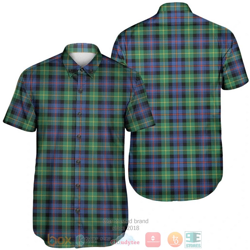 Farquharson Weathered Tartan Crest Hawaiian Shirt