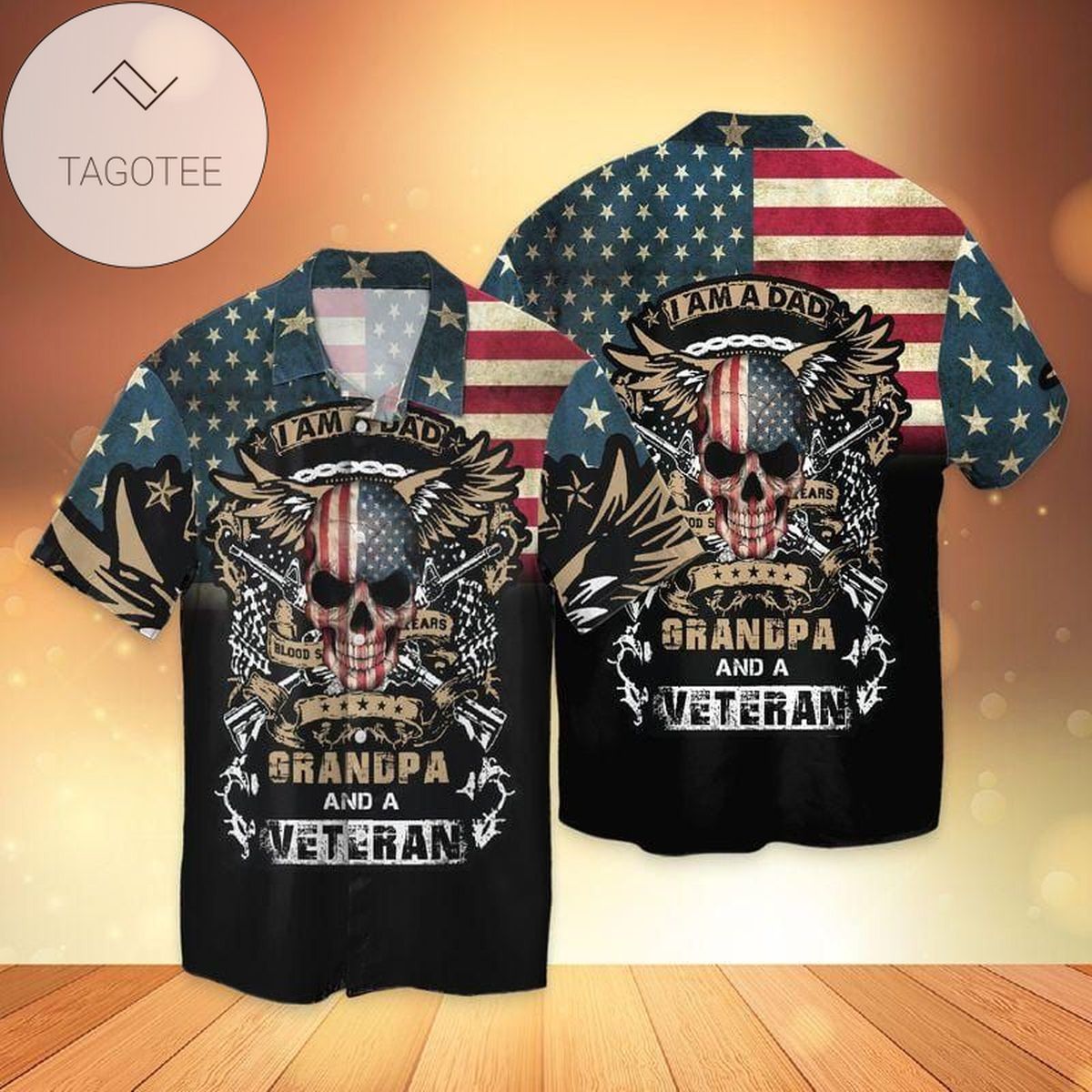 Father Day Gift Us Veteran Cacbon Hawaiian Aloha Shirts