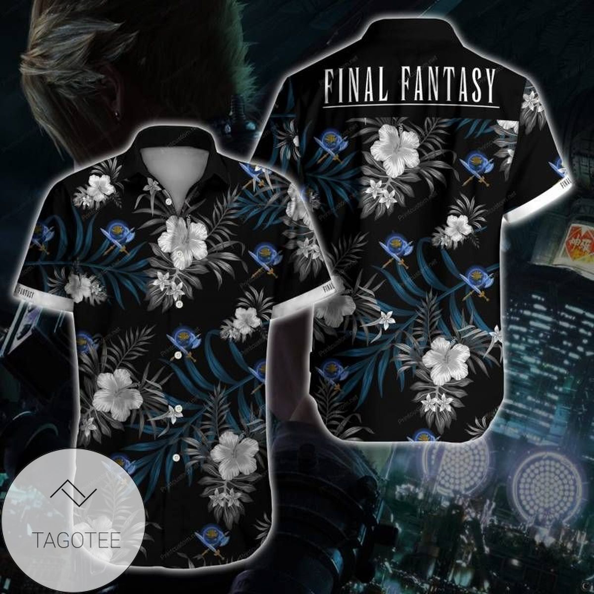 Final Fantasy Hawaiian Graphic Print Short Sleeve Hawaiian Casual Shirt